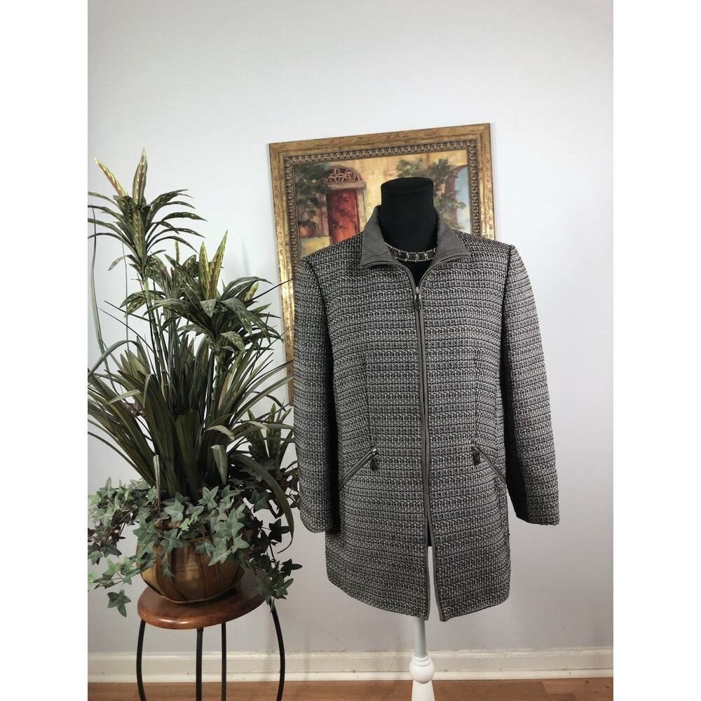 Linda Ellard Ellen Trac Women Blazer 12 Long Sleeve Clueless Preppy Zipper Front
